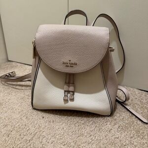 Kate Spade New York Leila Backpack Pebbled Leather Beige White